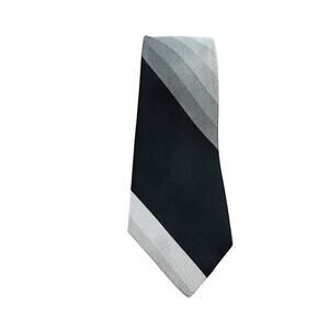 Vintage Rothschilds 60s 70s Black Silver Silk Neck Tie Narrow Executive CEO